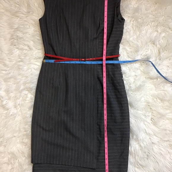 Calvin Klein Sleeveless Belted Sheath Gray Dress 4 - Picture 5 of 8